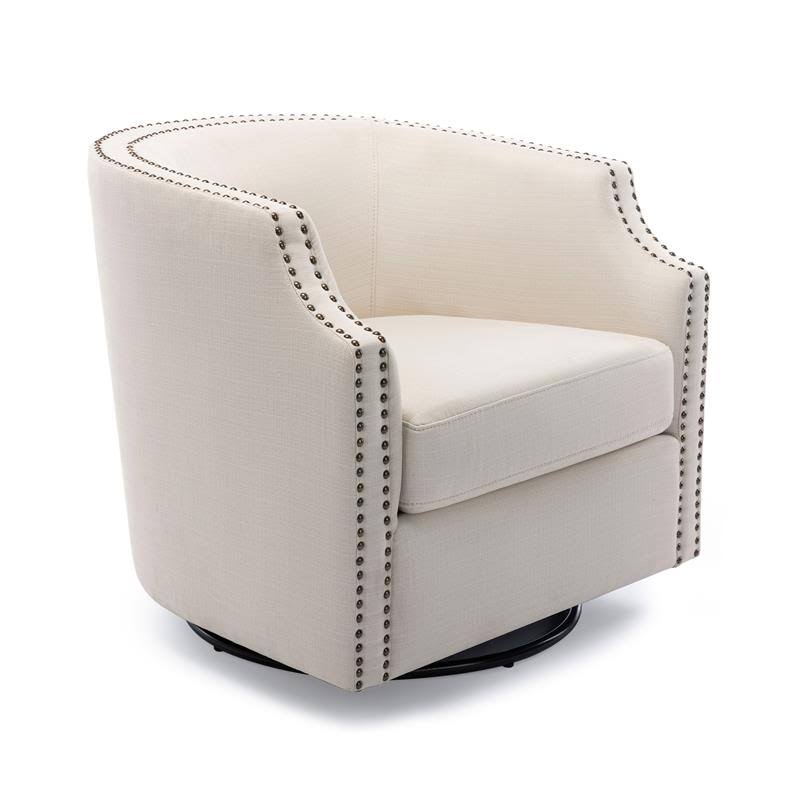 Linen Swivel Barrel Chair W81490
