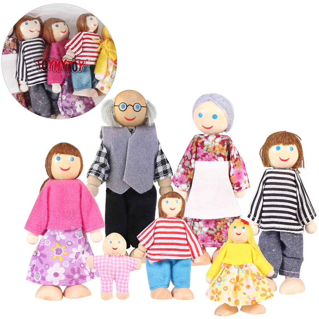 7 Pieces Wooden Dollhouse Family Figures E59092