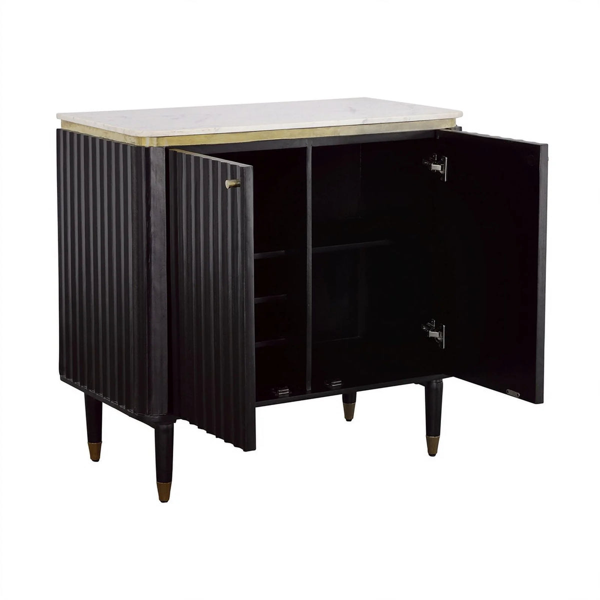 Modern 2-Door Wood Bar Cabinet in Black and Gold W299