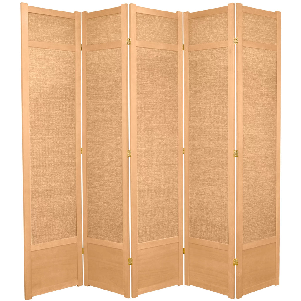 7 Ft Tall Jute Shoji Screen, 5 panels M628