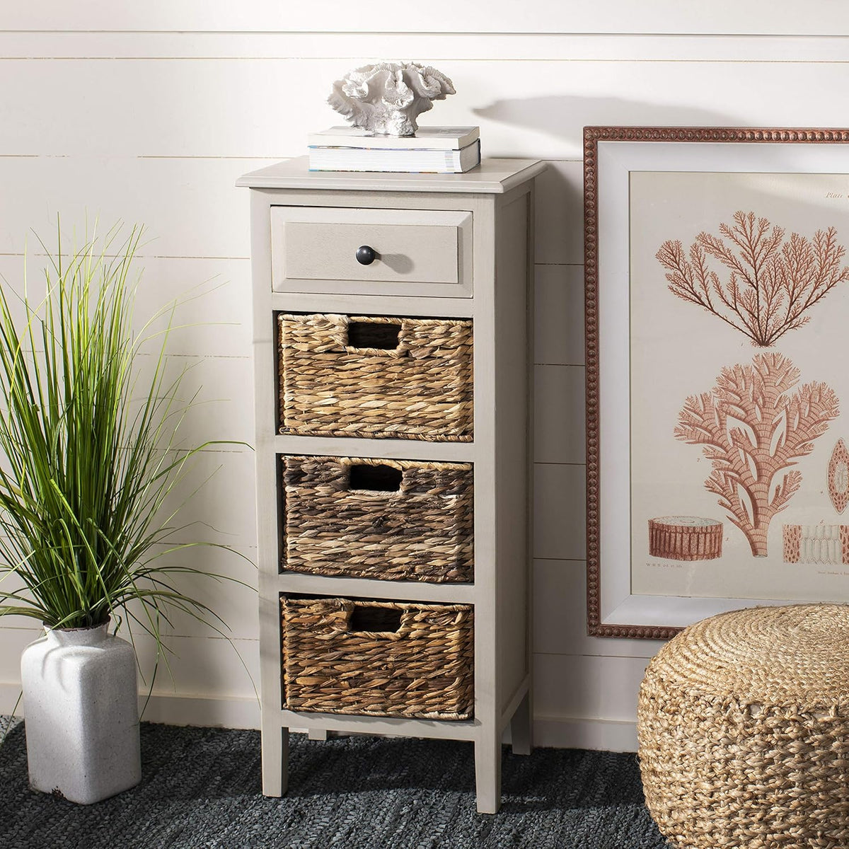 Distressed White Side Table U8033
