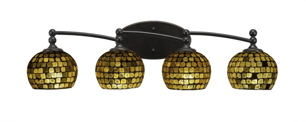 Four Light Bath Bar Dark Granite Finish with Copper Mosaic Glass P542378