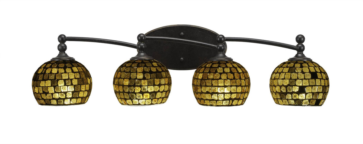 Four Light Bath Bar Dark Granite Finish with Copper Mosaic Glass P542378