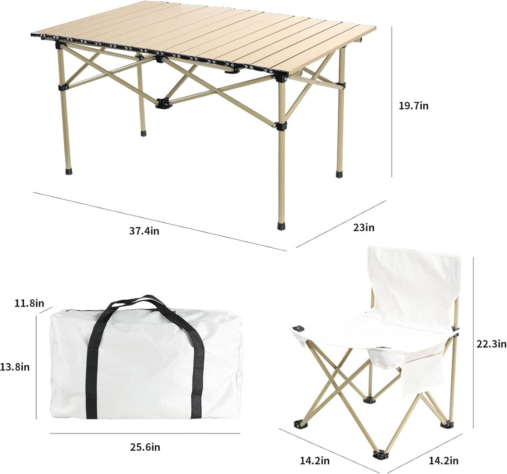 Outdoor Folding Picnic Table and Chairs Set for 4 with Carry Bag A887488