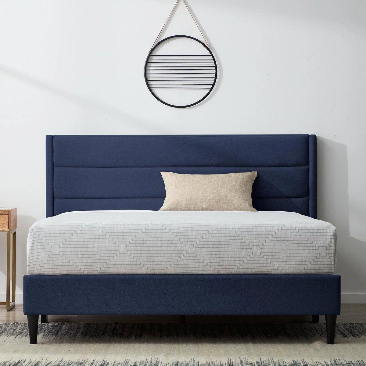 Blue Queen Upholstered Platform Bed R7664
