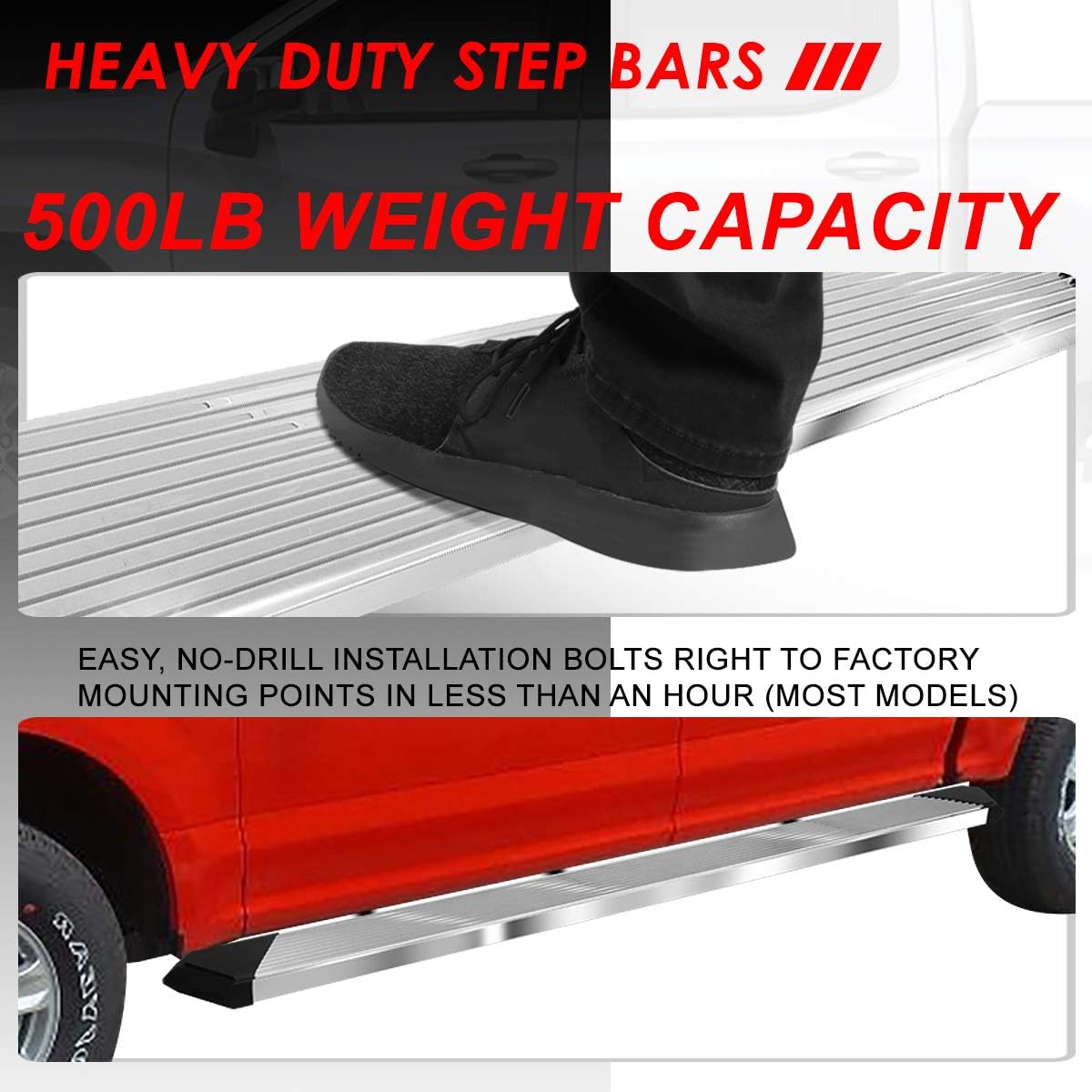 Polished Chrome Stainless Steel Side Step Nerf Bar Running Boards I750