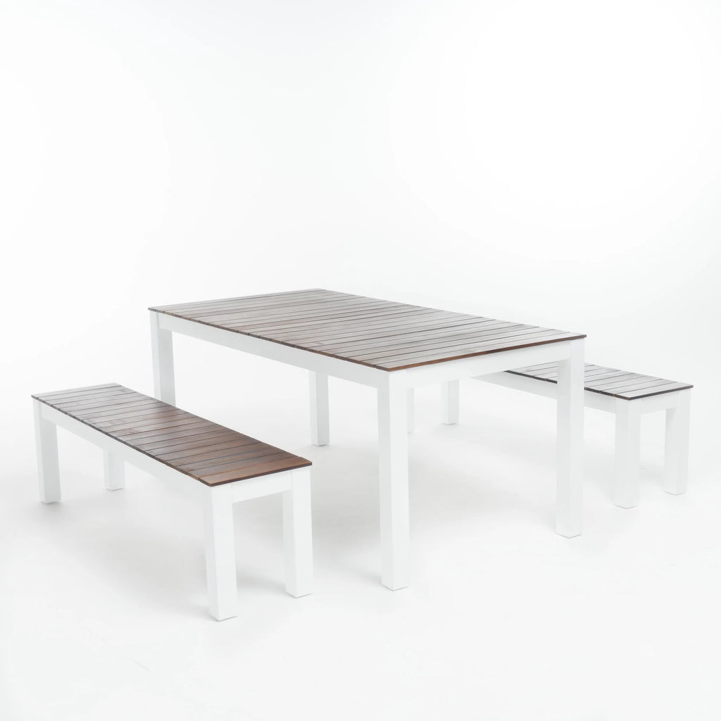 3 Piece Acacia Wood Picnic Dining Set with Benches V68096