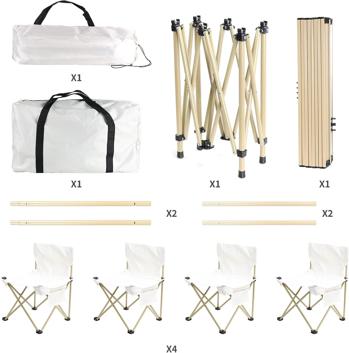Outdoor Folding Picnic Table and Chairs Set for 4 with Carry Bag A887488