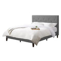 Light Gray Tufted Fabric Double Full Bed with Headboard B436