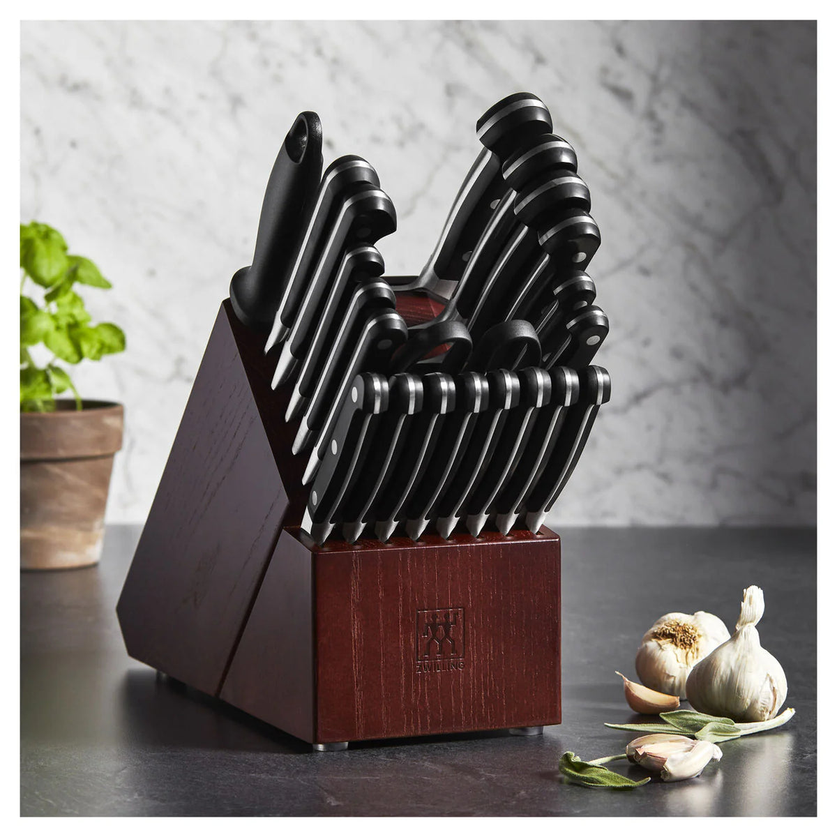22 Pc Knife Block Set with 8 Forged Steak Knives Z21902