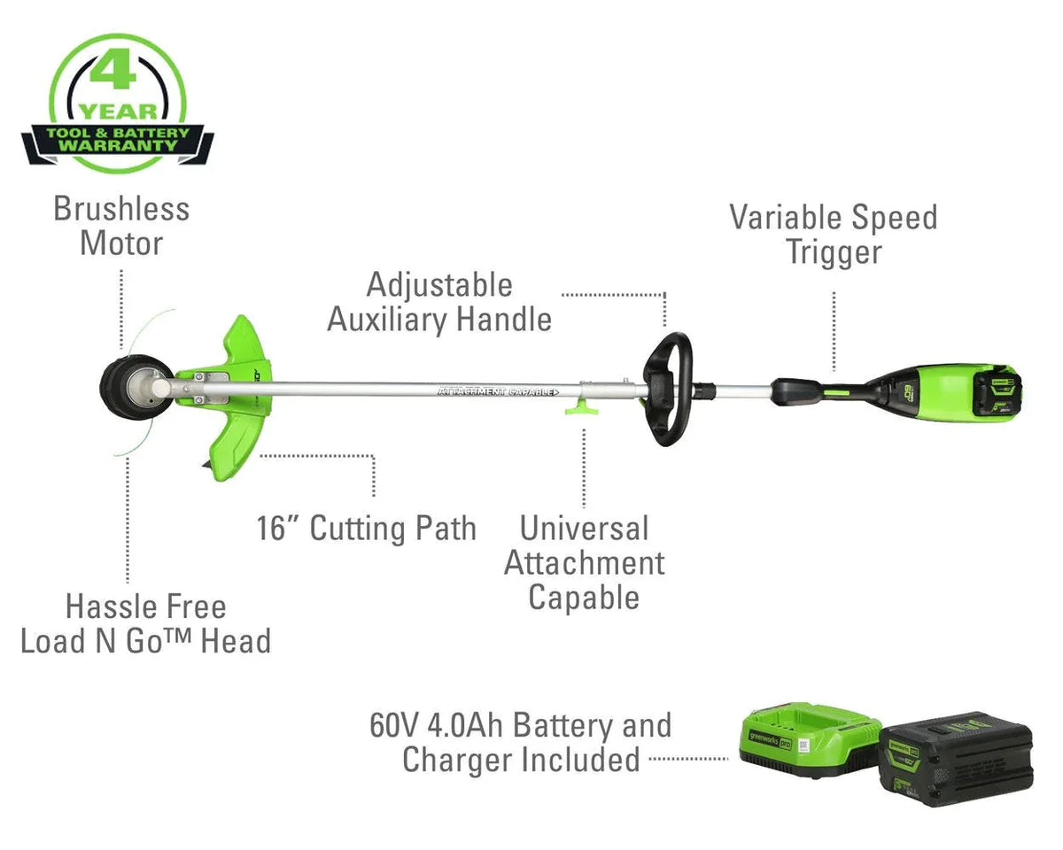 60V Cordless Battery String Trimmer with 4.0Ah Battery & Charger S534