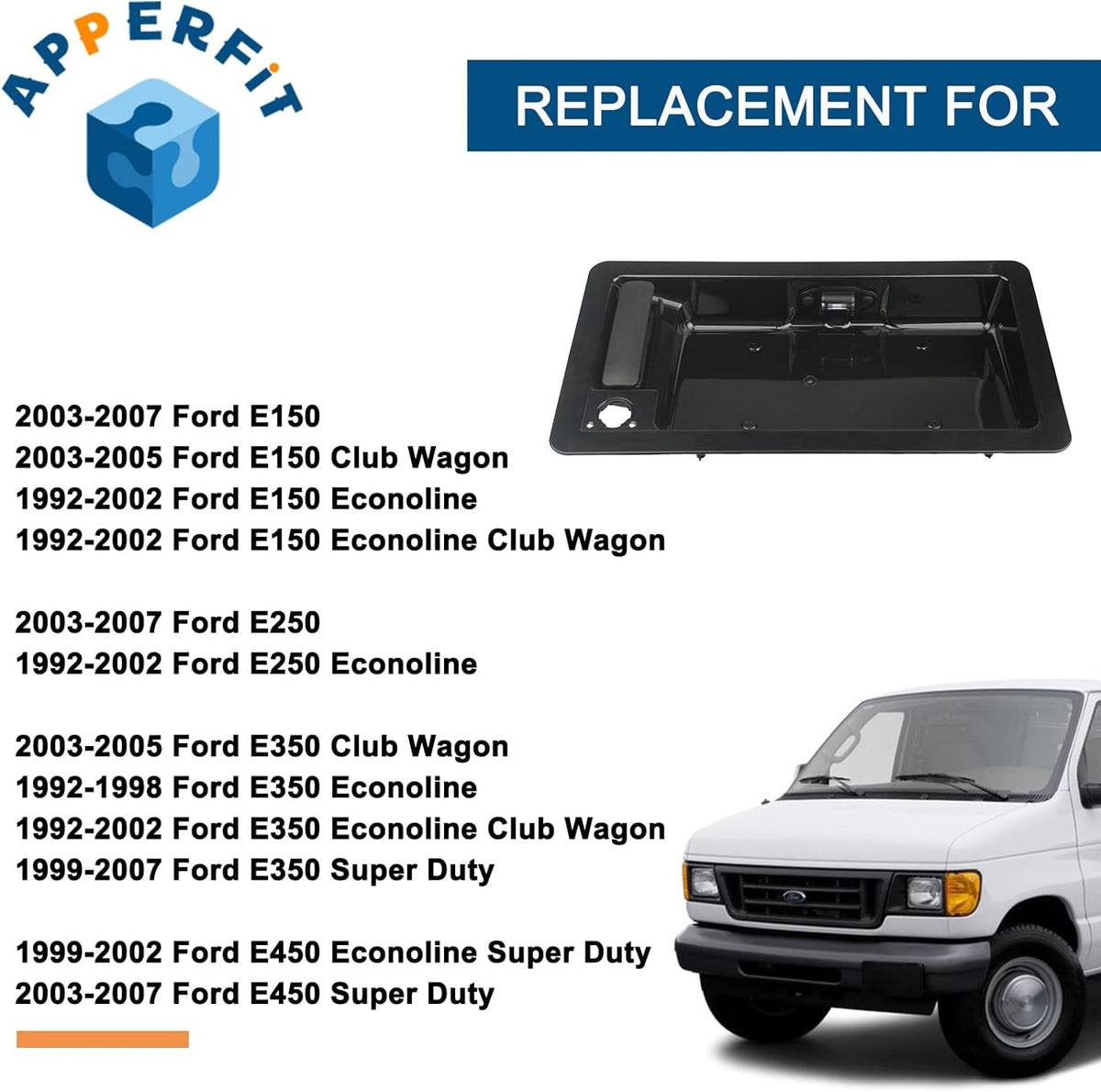 Rear Door Handle & License Plate Bracket for Ford E150 E250 E350 E450 Econoline Van Pack of 2 H68267