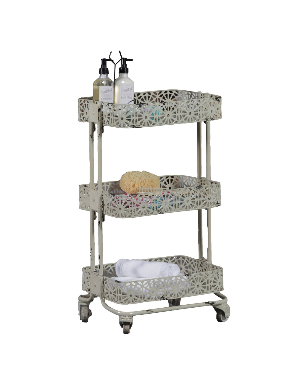 Cream Metal Three Tier Cart L287