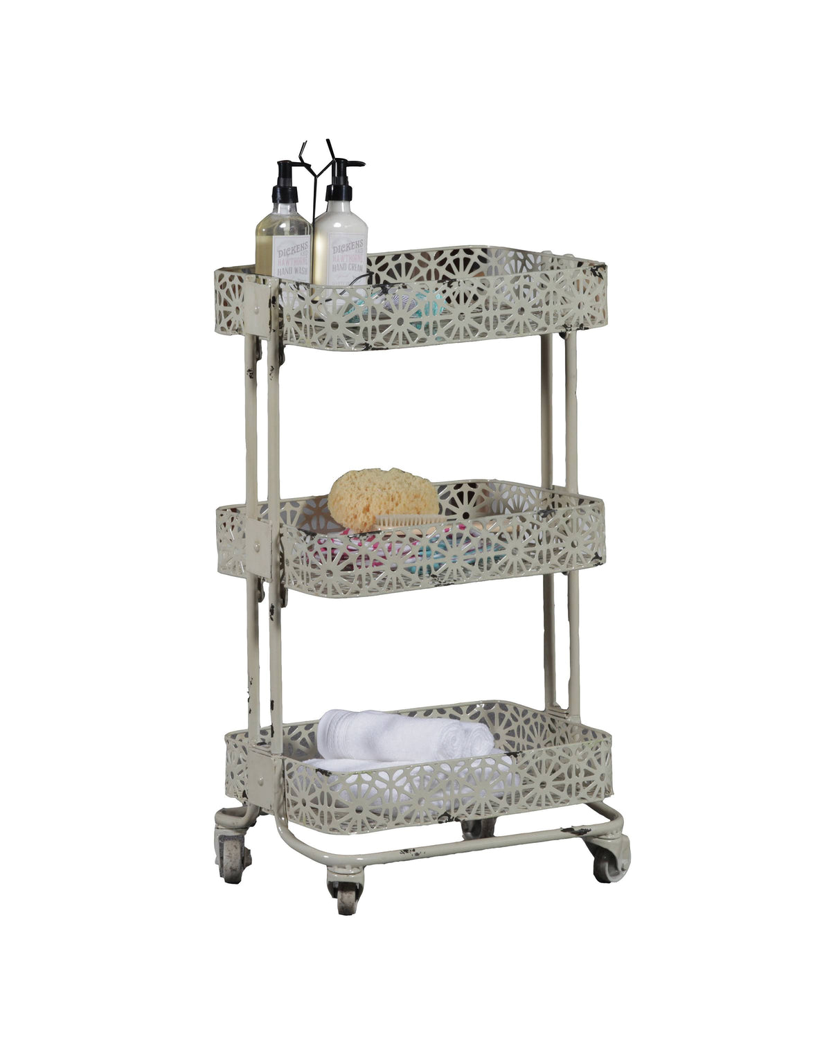 Cream Metal Three Tier Cart L287