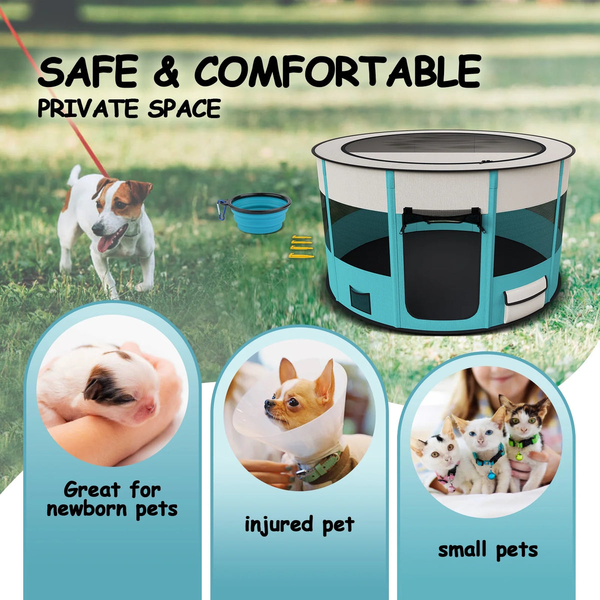 Large Foldable Pet Playpen with Carrying Case Y24265