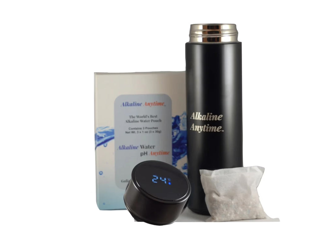 2 Lids Water Bottle with 3 Alkaline Water Pouches Q723