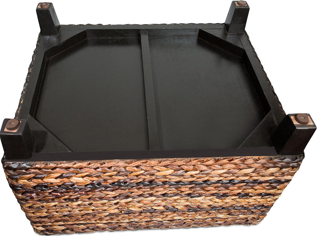 Woven Seagrass Storage Ottoman with Safety Hinges M74983