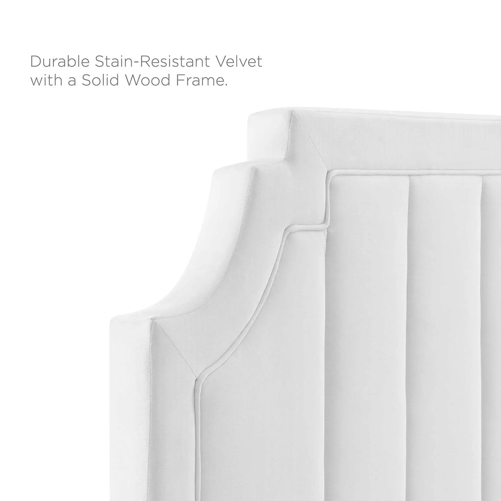 White Channel Tufted Performance Velvet Full/Queen Headboard J19287