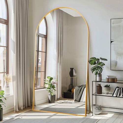 Arched Full Length Tempered Mirror with Aluminum Alloy Frame U78614