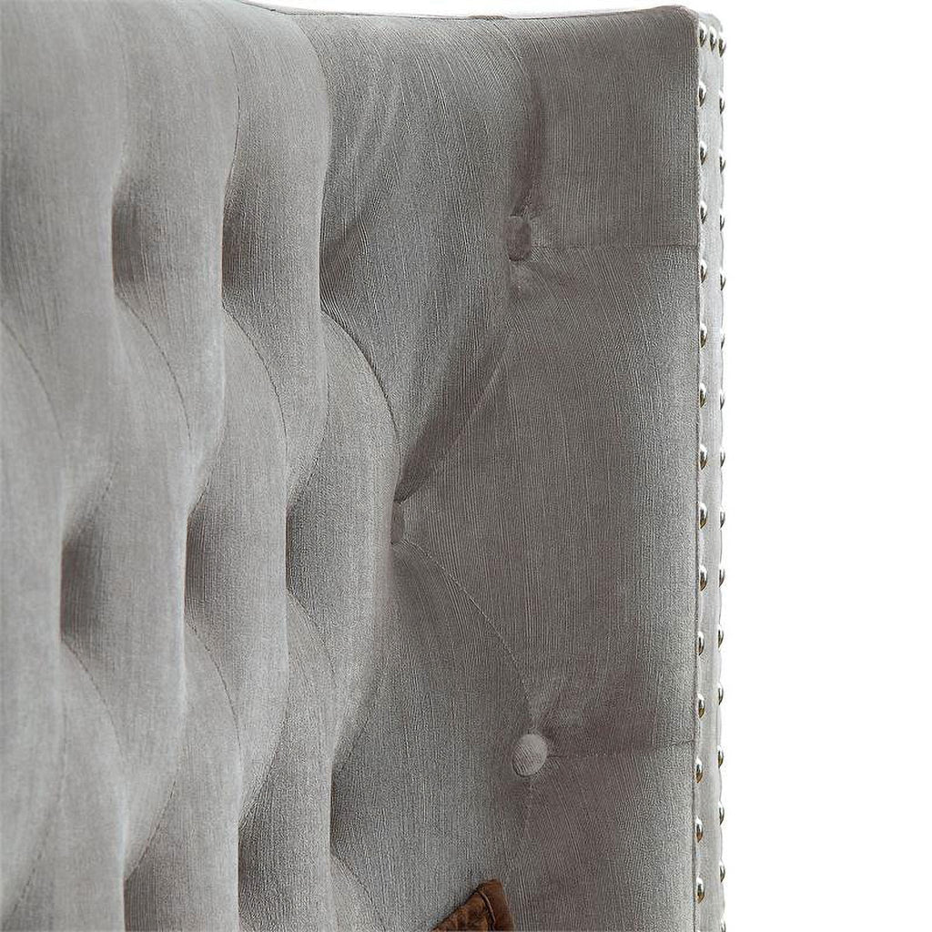 Gray Fabric Wingback California King Bed X201