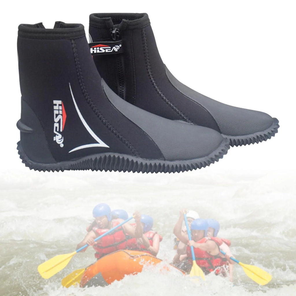 5mm Neoprene Scuba Diving Booties Wetsuit Boots Water Sports Unisex Anti Slip Rubber Sole Swim Surf for Wakeboarding Diving Kayaking Fishing 24.5-25 J663324