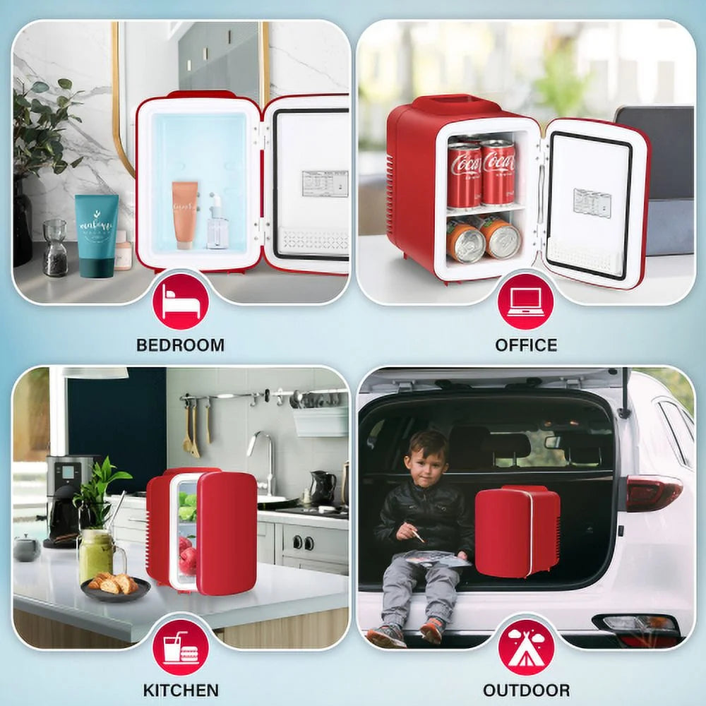 Portable Mini Fridge Cooler and Warmer 4L Red U6615