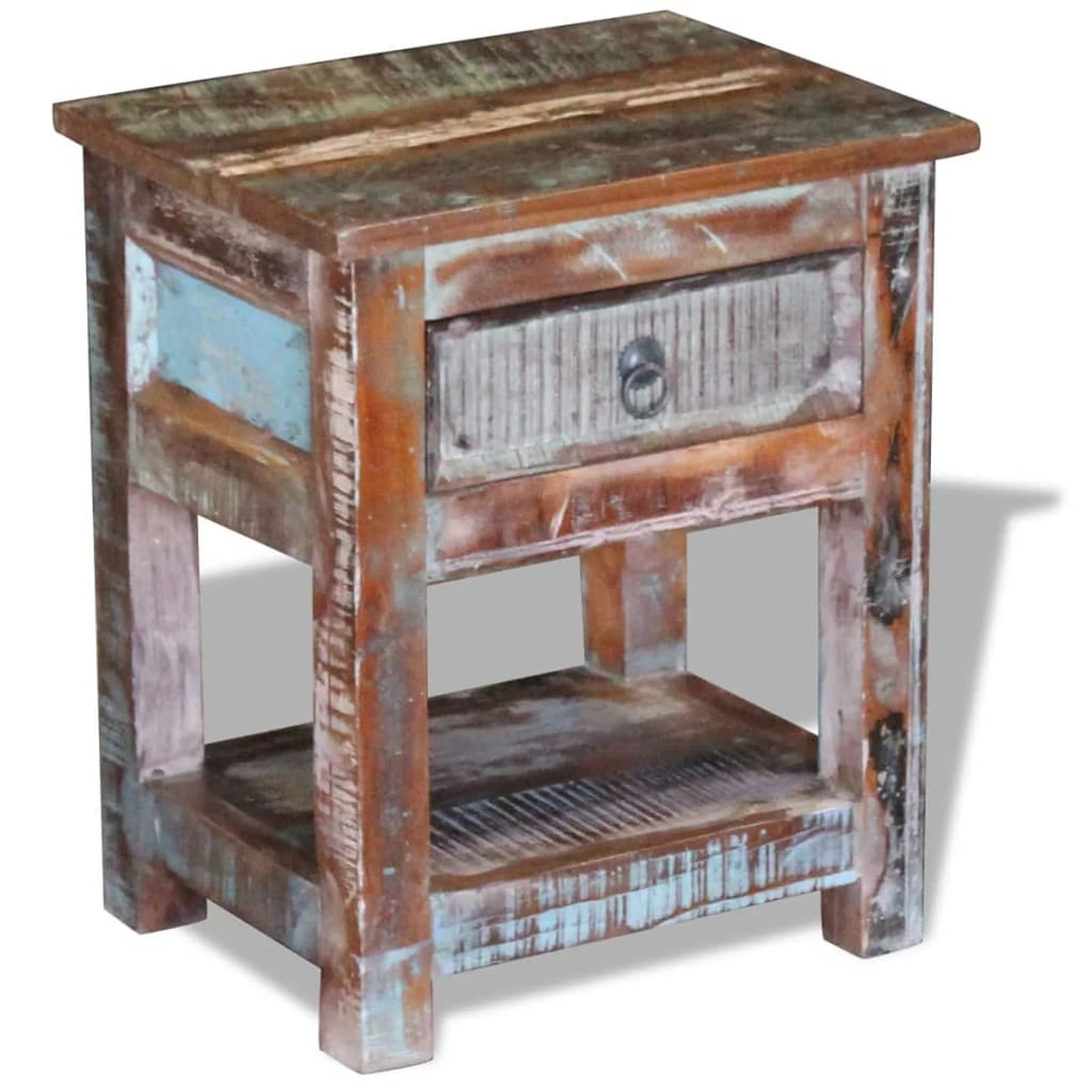 Side Table with 1 Drawer Solid Reclaimed Wood O215712