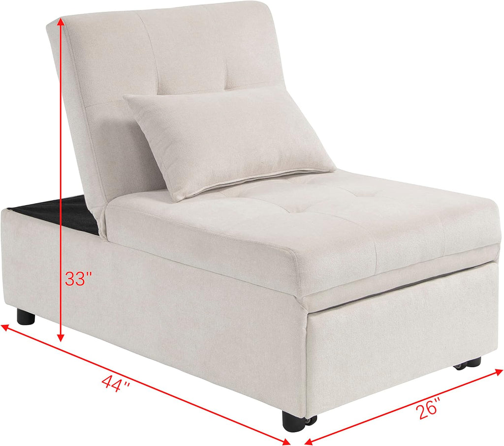 Beige Folding Ottoman Sleeper Sofa Bed M669