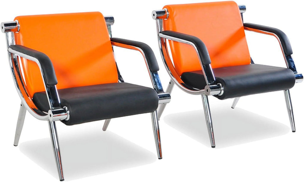 Orange And Black PU Leather Reception Chair K9711