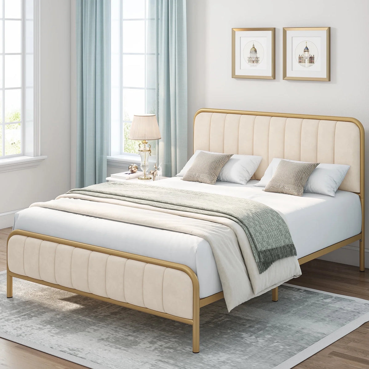 Queen Size Tufted Upholstered Bed Frame W920