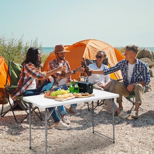 4 Foot Heavy Duty Plastic Folding Table with Carrying Handle I337
