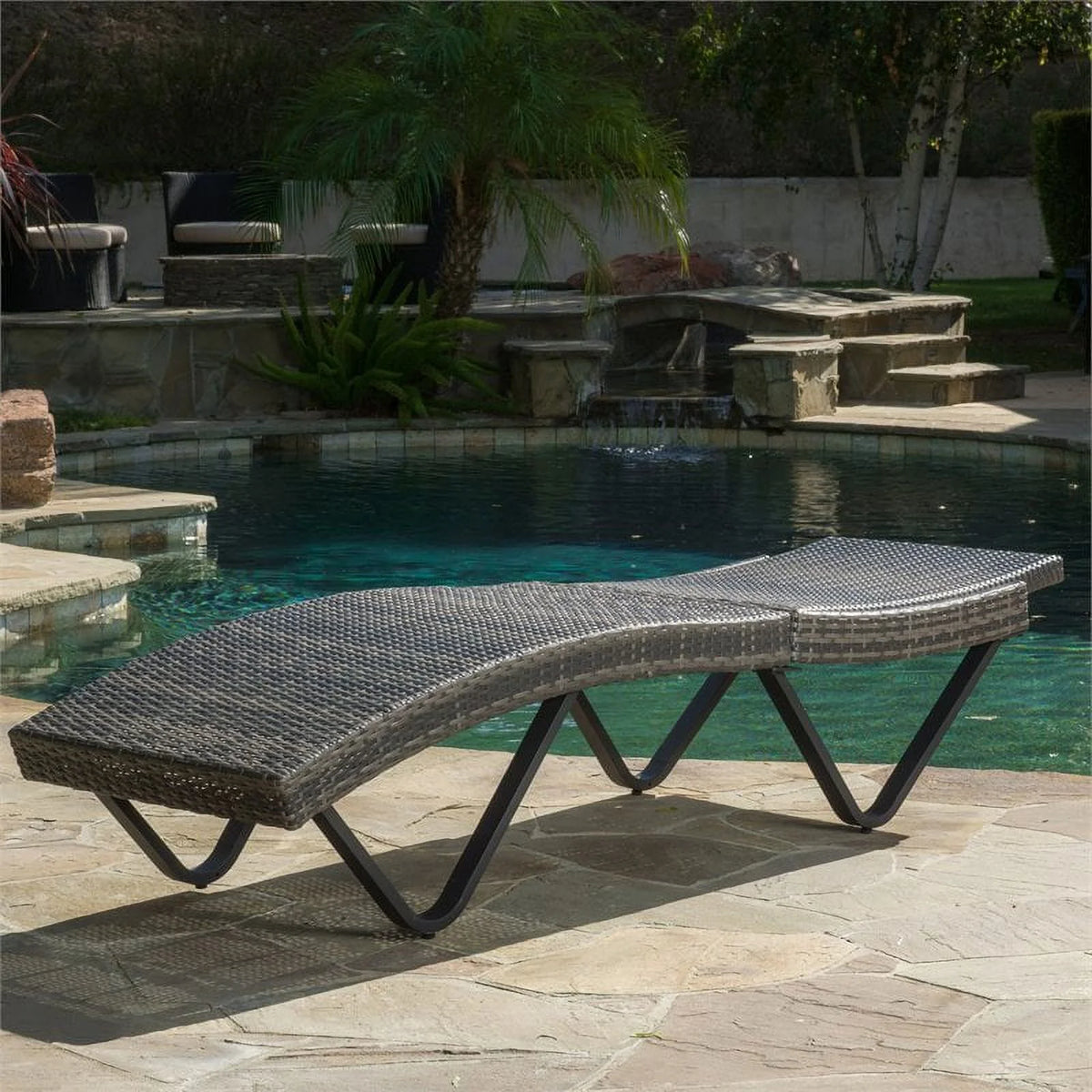 Grey Single Chaise Lounger N2687
