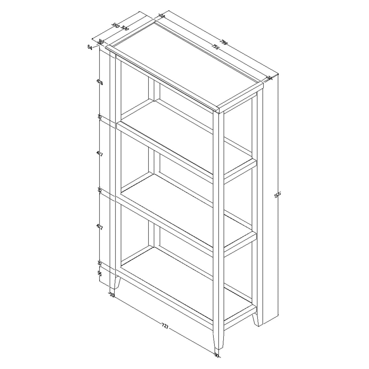 Walnut 3 Shelves Bookcase A6946