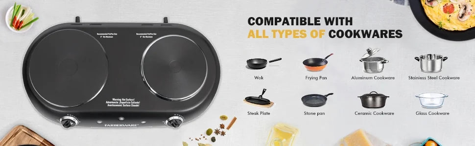 Black Double Burner Electric Cooktop S95661