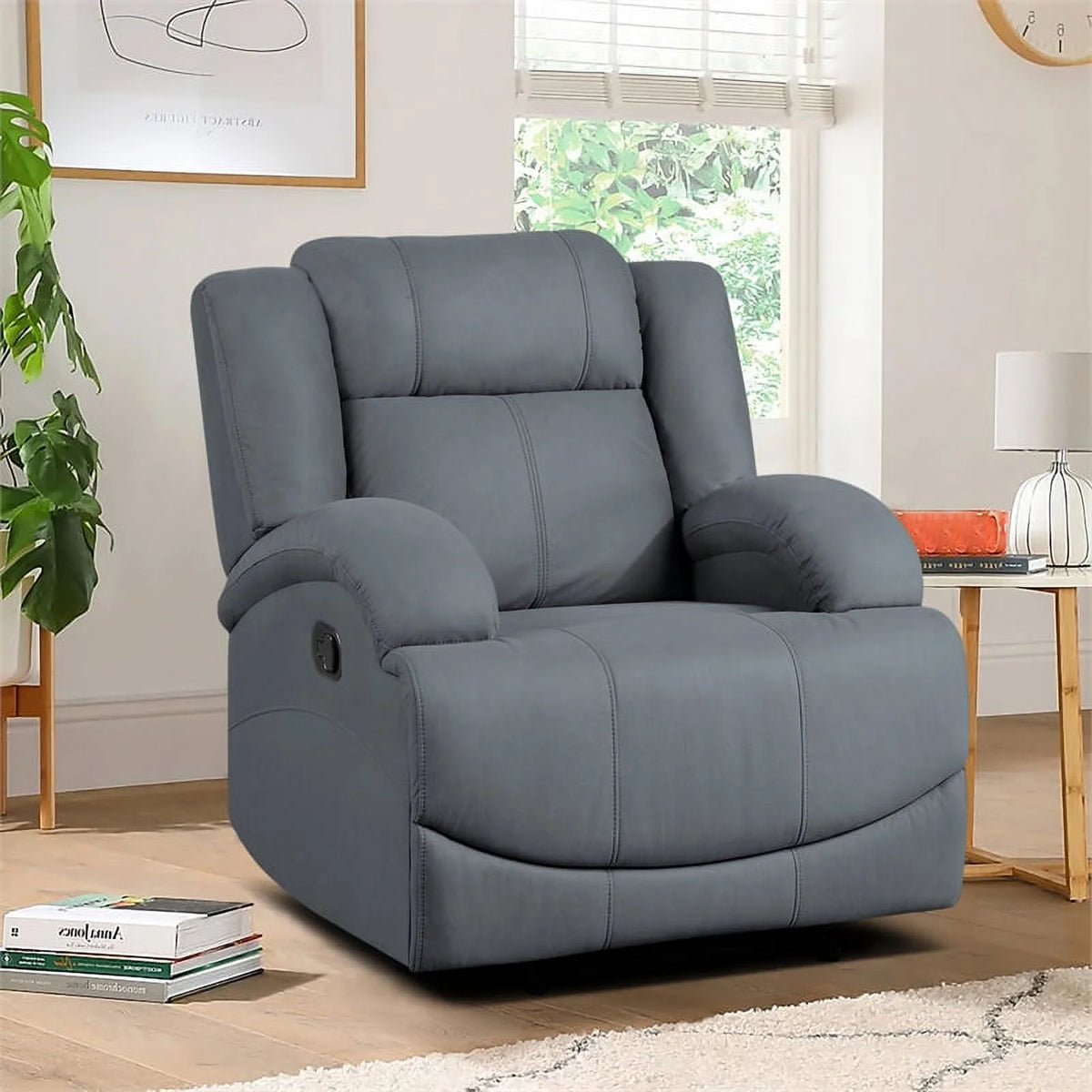 Graphite Blue Microfiber Reclining Chair U46689