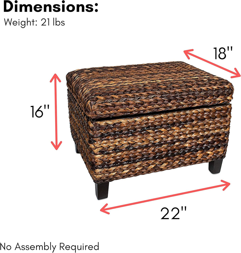 Woven Seagrass Storage Ottoman with Safety Hinges M74983