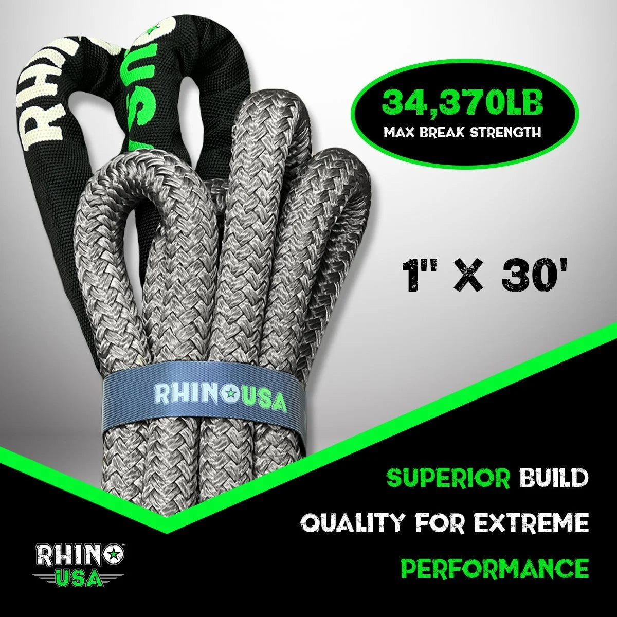 Kinetic Recovery Tow Rope 1in x 30ft Gray X728