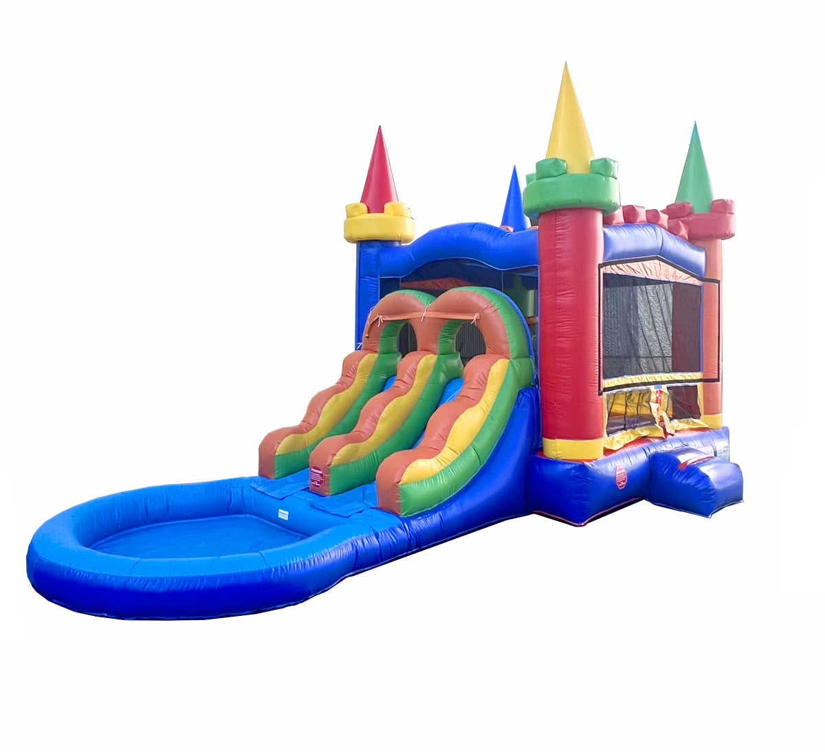 Rainbow Dual Slide Bounce House with Splash Pool L8270