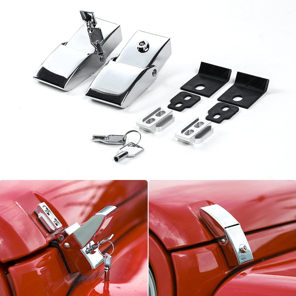 Black Steel Hood Latches for Jeep Wrangler JK JL (Black 1 Pair) F255