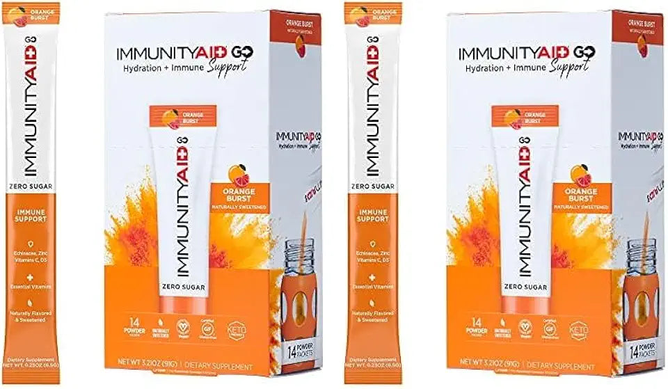 Zero Sugar Immunity Hydration Packet Vitamin C Echinacea Zinc Astragalus Root Vegan Gluten-Free Pack of 2 U549