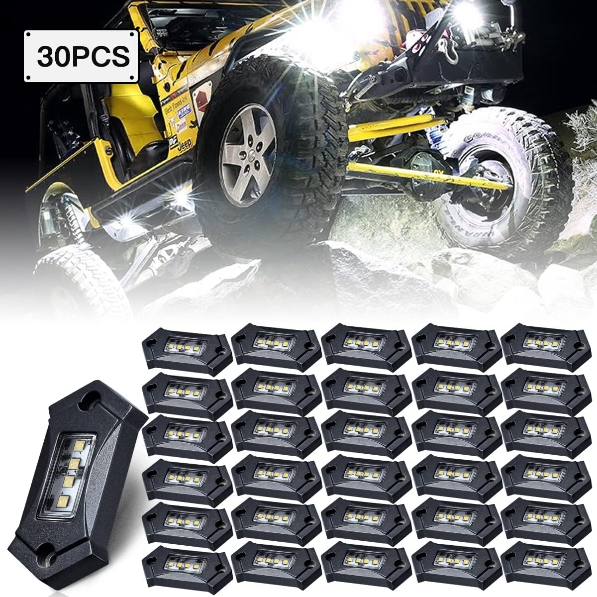 20Pods White LED Rock Lights O1608