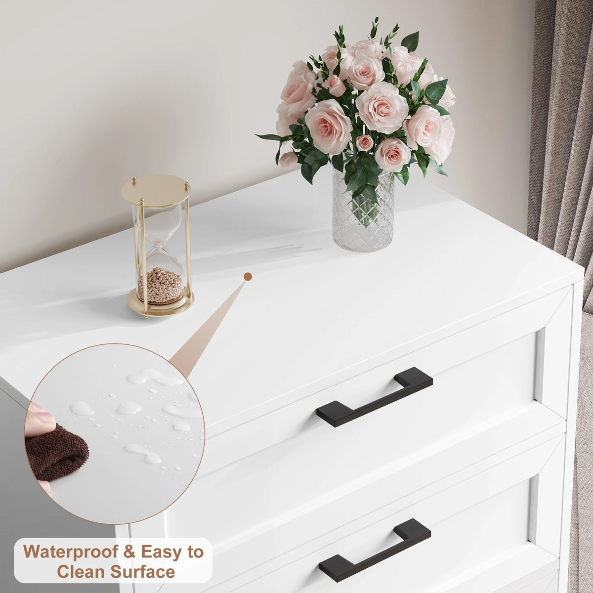 White 6 Drawer Tall Dresser W2734