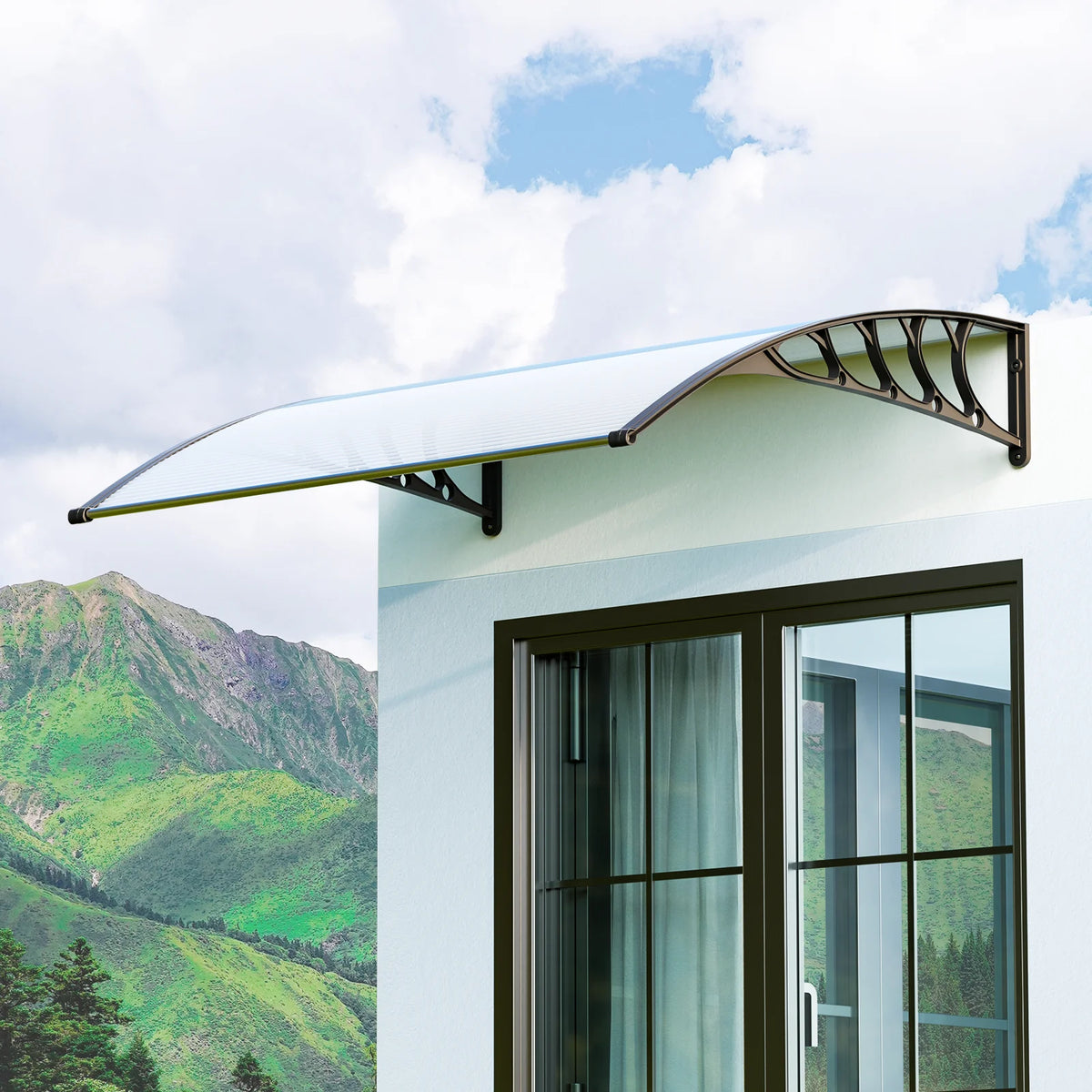 Clear Polycarbonate Door Canopy with Black Bracket X8268