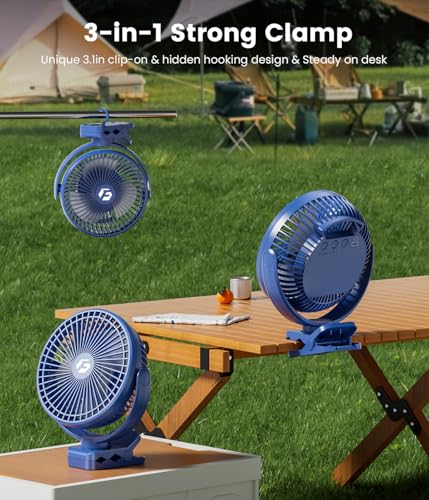 8-inch Clip on Fan 12000mAh Rechargeable 3 Speeds S1448