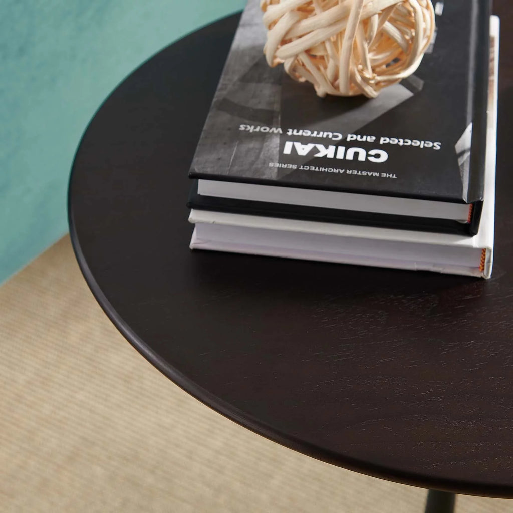 Round Wood Grain Side Table in Black Walnut P36142