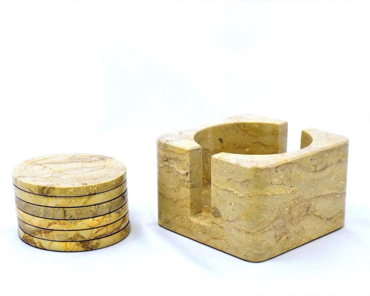 Sahara Beige Coasters with Square Holder (Set of 6) F176910