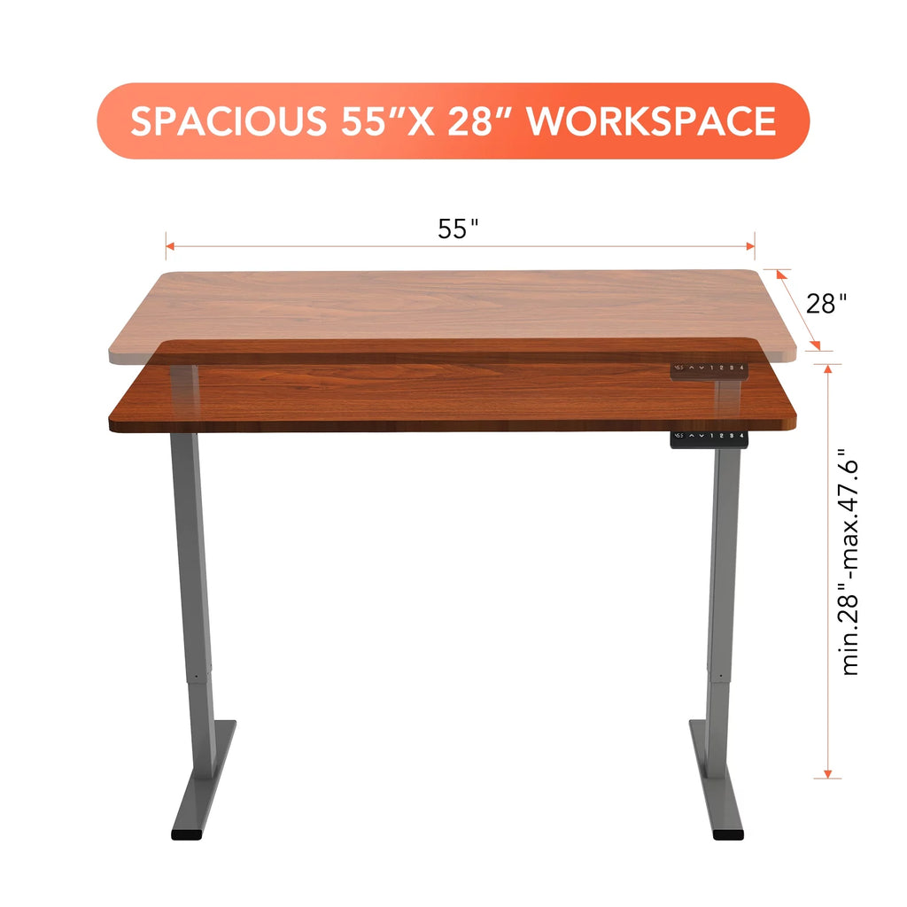 55" x 28" Height Adjustable Standing Desk Gray and Mahogany G646