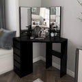 Black 5 Drawer Vanity Table with Three-Fold Mirror W848