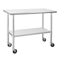 Stainless Steel Table 24 x 48 Inches with Caster Wheels and Undershelf W86221