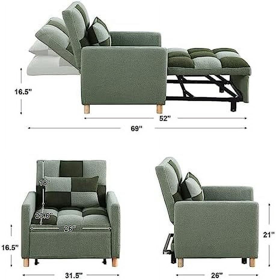 3 in 1 Convertible Velvet Sleeper Chair Bed with Pillow X78101
